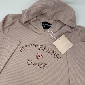 Kittenish Jessie James Decker Babe Hooded Crop‎ Logo Sweatshirt XL Pink NWT
